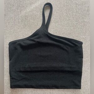 Beyond Yoga Black One-Shoulder long line top with built in bra